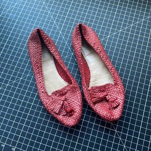 JCrew Woven Red Loafers Moccasins